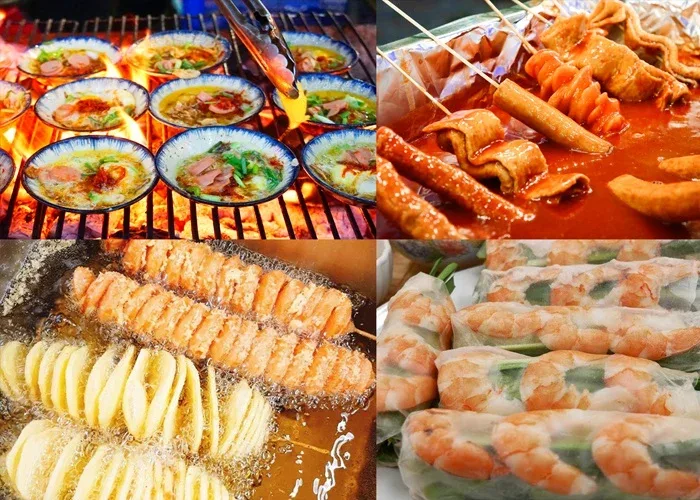 屋台で夕食／海鮮を楽しむ
