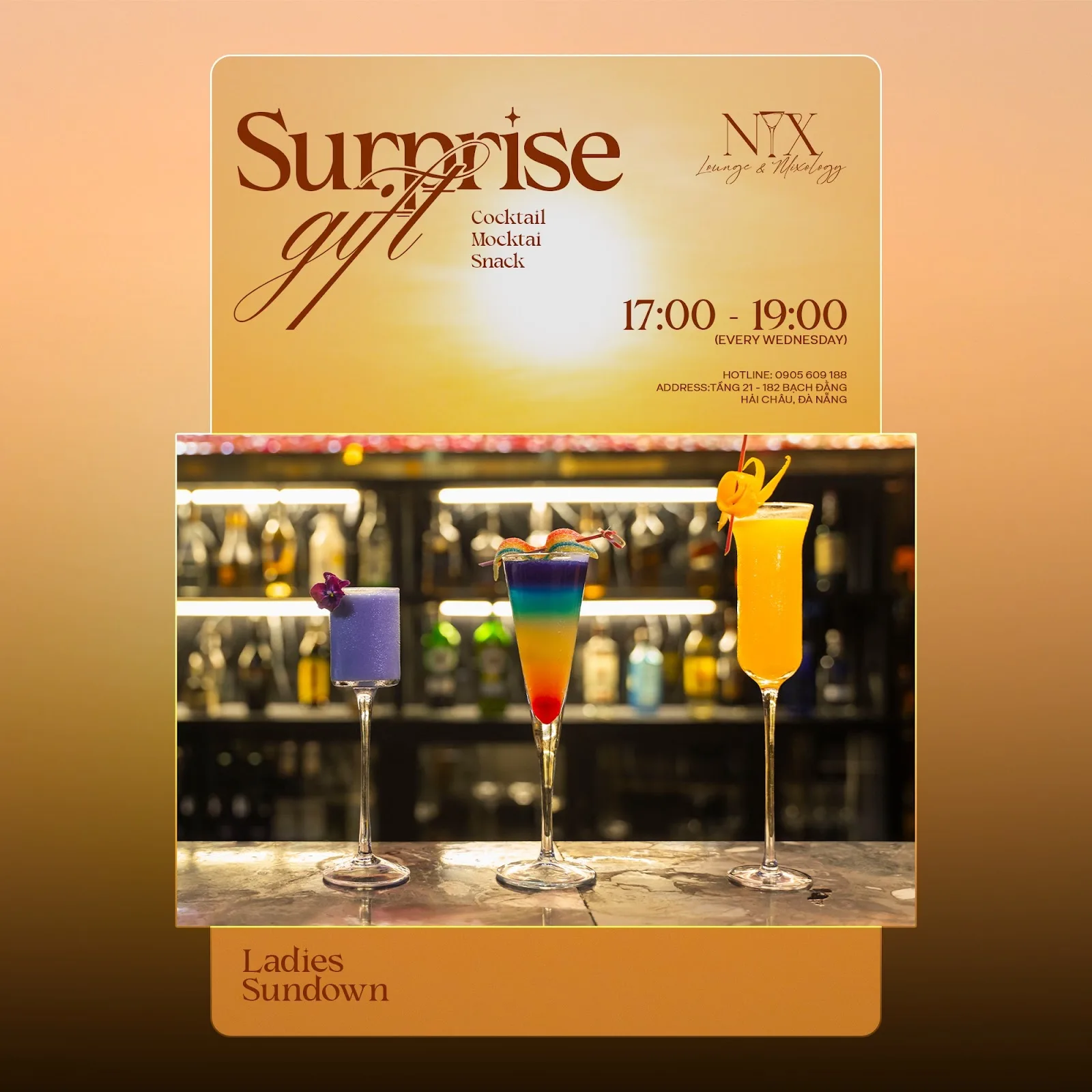 NYX Sky Lounge & Mixology – 体验精致的鸡尾酒搭配壮丽的韩江景观于岘港